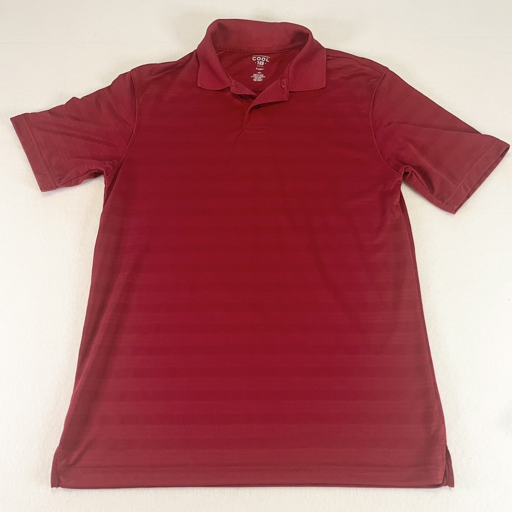 Haggar Golf Cool 18 Polo Shirt Men's Small Red Polo Style Striped Short Sleeve